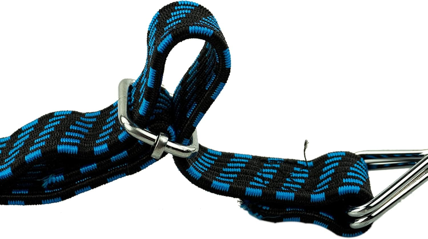 Adjustable Flat Bungee Cords With Hooks, Bungee Straps With Anti-Rust Metal Buckle For Bike Mountain Luggage Rope Latex Heavy Duty Straps Elastic (4 Pack 1M Blue)