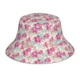 thumbnail image 3 of Daiia Purple Watercolor Flowers Pattern Bucket Hat - Trendy Cotton Sun Hat for Beach, Golf, Fishing - Fun Outdoor Vacation Boonie for Men and Women, 3 of 9