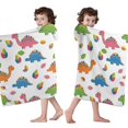 thumbnail image 4 of White Dinosaurs Colorful Leaves Pattern Hooded Bath Towel，60"x35" for Ages 3 To 12 Kids, Quick Dry Lightweight Soft Microfiber Hood Beach Towel Cover Up for Kids, 4 of 7