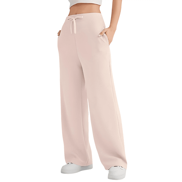 Pantalones Deportivos Holgados de Cintura Alta para Mujer, Color Albaricoque M