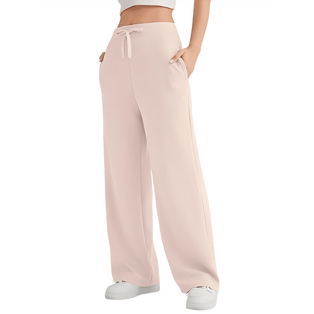 Wide Leg Sweat Pants for Womens High Waisted Baggy Sweatpants Casual Drawstring Workout Pants with Pockets