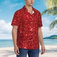 thumbnail image 3 of Kll Men'S Hawaiian Shirt Short Sleeve Button Down Beach Shirts-Red Glitter, 3 of 7