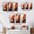 thumbnail image 4 of Designart "Vintage Sakura Scarlet Blossoms in Retro Japan II" Chrysanthemums Framed Wall Art Set Of 3 - Red Traditional Frame Gallery Set For Office Decor, 4 of 6