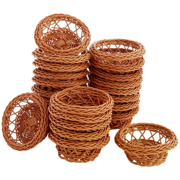 Bright Creations Mini Woven Basket Set - 3.1 x 1.2 In, Rustic Brown, 24-Pack - Bulk Mini Woven Baskets for Favors & Crafts