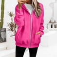 thumbnail image 6 of Women's Zip Up Hoodie Sweatshirt, Oversized Long Sleeve Tunic with Drawstring Hood and Pockets, Soft Lightweight Casual Jacket for Fall Winter Streetwear Daily Wear, 6 of 10
