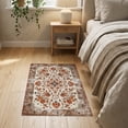 thumbnail image 3 of ODIKA 2'x3' Washable Throw Rug Non-Slip, Low Profile, Flatwoven, Easy Care Vintage Boho Retro Distressed Farmhouse Layout Textured for Hallway, Study Room, 3 of 7