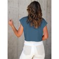 thumbnail image 5 of Bat Sleeve Women's Short Sleeve Summer Curled Cropped Top Casual Round Neck Solid Color T-Shirt, 5 of 6