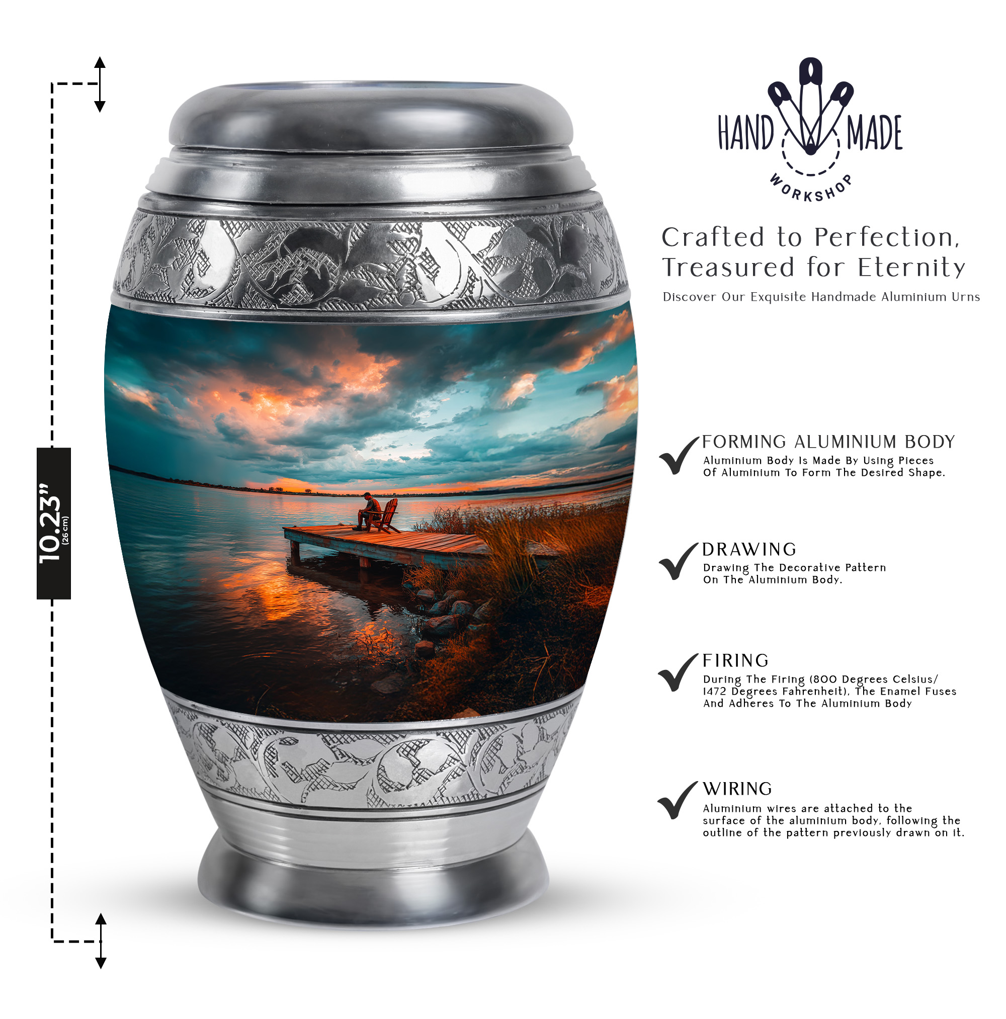SABURIAL Fishing Urn - Mini Cremation Urns For Human Ashes Adult Women - Little Funeral Urn For Ashes Adult Male - Small Burial Urns For Men - Combo Of 10 Inch & 3 Inch
