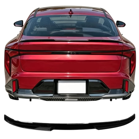 Ikon Motorsports Trunk Spoiler Compatible with 2025-2026 Kia K4, IKON Style Gloss Black ABS Plastic Rear Trunk Lid Spoiler Wing Lip