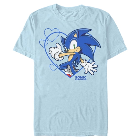 Mens Sonic the Hedgehog Heart Frame Blue Blur T Shirt