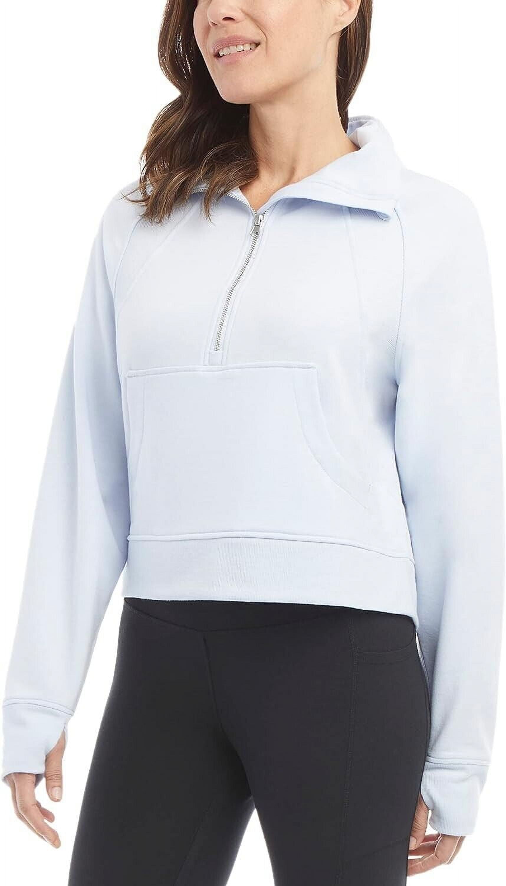 Danskin Women's Mixed Rib Half Zip Pullover Sweatshirt, Halogen