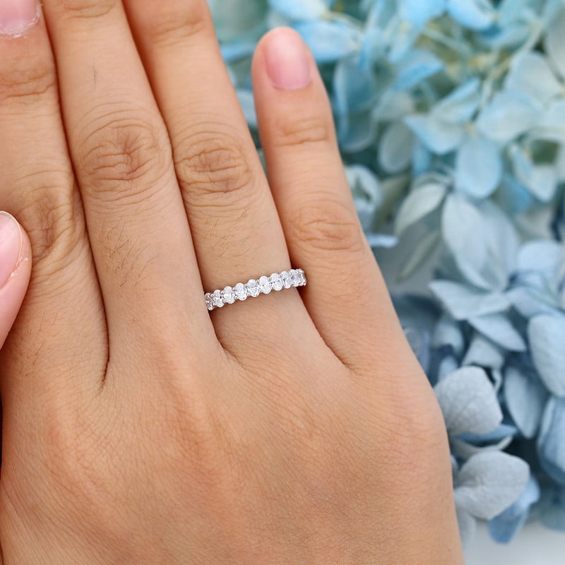 Silvago Jewel White Gold Over 14K Silver Diamond Ring - Oval Cut Excellent 3 Ct Diamond Engagement Rings - Engagement Wedding Full Eternity Bands for Women's - Latest Engagement Diamond Rings