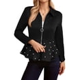 thumbnail image 5 of Women's Plus Size Heavy-Duty Beaded Jacket - Fashion Elegant Solid Color, Black, XXL, 5 of 5