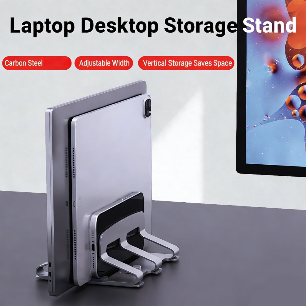 Vertical Laptop Stand 2 Slot Desktop Stand Holder Adjustable Dock Space Saving for Desk Notebook