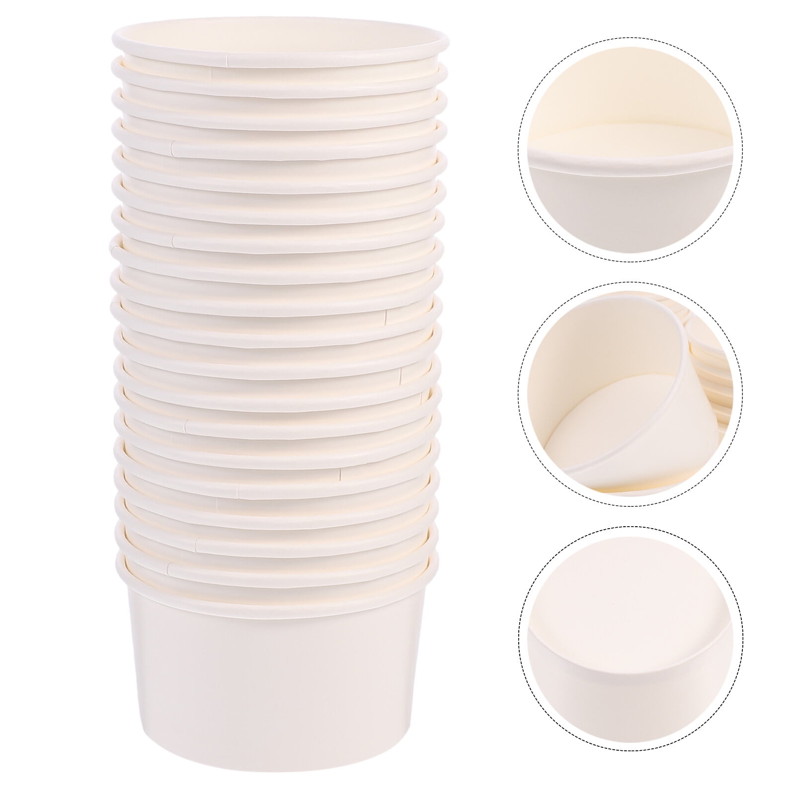 WRISTBIQUE Mini Dessert Cups Round Dessert Cups White Paper 100Pcs 3Oz 2.8X2.8X1.8In