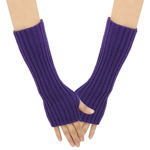 Namzi Arm Warmers 1-Pair Fingerless Gloves for Cold Weather, Soft Acrylic Fibers Design, Ideal for Daily & Outdoor Winter Use,Purple
