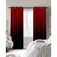 thumbnail image 2 of Dark Red Black Ombre Blackout Curtains for Bedroom, Thermal Insulated Drapes, Modern Abstract Art Striped Gradient Black Out Curtains 63 Inch Long Room Darkening Kitchen Curtains 42"x63" 2 Panels, 2 of 8