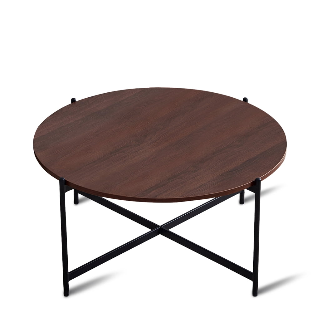 Private Jungle 36" Round Modern Living Accent Side or Coffee, Sofa Center Table for Dining Room/Tea with Metal Frame, Walnut Color Private Jungle 36" Round Modern Living Accent Side or Coffee, Sofa Center Table for Dining Room/Tea with Metal Frame, Walnut Color