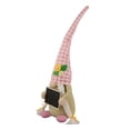 thumbnail image 3 of Northlight 16" Pink Gingham Plaid Springtime Gnome with Chalkboard, 3 of 5