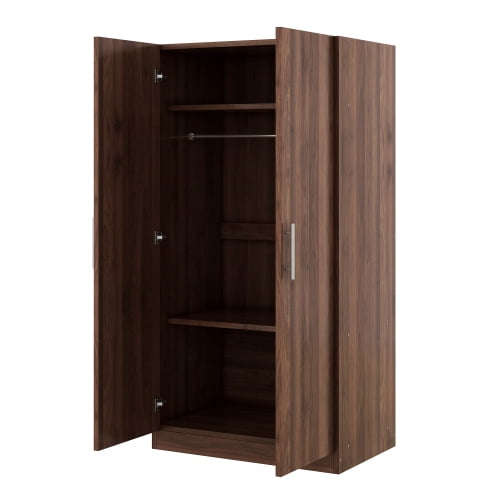 Nmkwnr Armoire with 3 Shelves, 2 Doors Wooden Wardrobe for Living Room, Bedroom, Brown