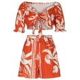 thumbnail image 4 of Moda mujer Sexy verano Casual manga corta estampado cuello en V Top pantalones cortos dos conjuntos Pompotops qwe22934, 4 of 8