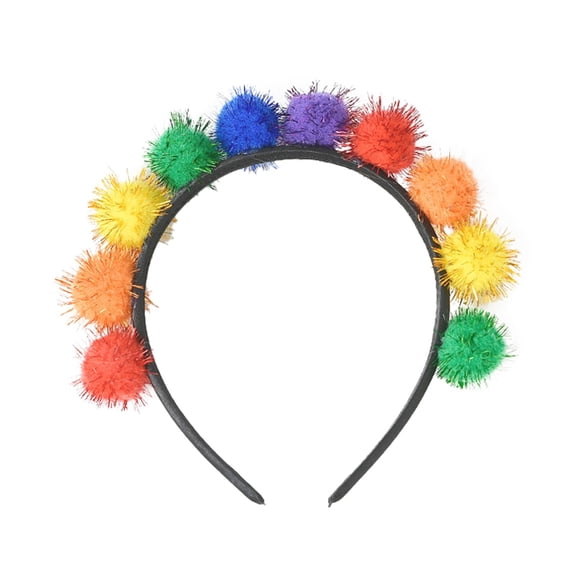 Women's Pom Pom Headband Colorful Shiny Hair Accessory Sparkly Party Fun Decorative Braided Strap Hairband