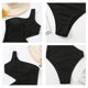 thumbnail image 3 of Traje de baño de una pieza con recorte negro para mujer Traje de baño de un hombro Trajes de baño Monokini acanalados, 3 of 4