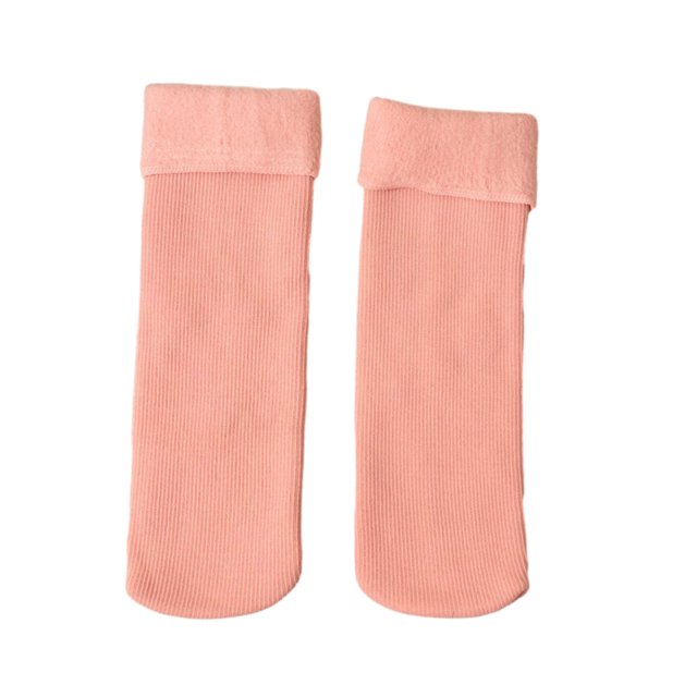 CSChome Mid-calf Socks Unisex Thermal Mid-Tube Socks - Thick Soft Plush Solid Color Elastic Non-Slip Knitted