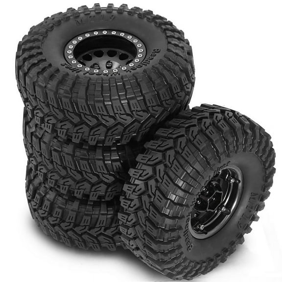 4PCS 1.9 Metal Beadlock Tires Claw Mud Terrain Wheel Tires for FCX10 Axial SCX10 Pro SCX10 UTB18 TRX4 Black,1 * rc upgrade parts kit,Black
