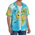 thumbnail image 2 of Sikiie World Map With Animals Landmarks Men's Cuban Shirt, Hawaiian Shirts, Business Casual Button Down Shirts, Short Sleeve Shirt-Medium, 2 of 5