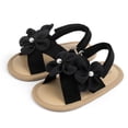 thumbnail image 2 of Infant Baby Girls Summer Sandals with Flower Bowknot Soft Sole Wedding Dress Flats Newborn First Walkers Crib Dress Shoes Black 5M(12), 2 of 7