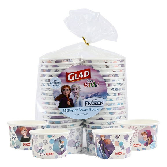 Glad Kids - 6oz Paper Snack Bowls NO lid - 32ct - Frozen - MIXED PACK