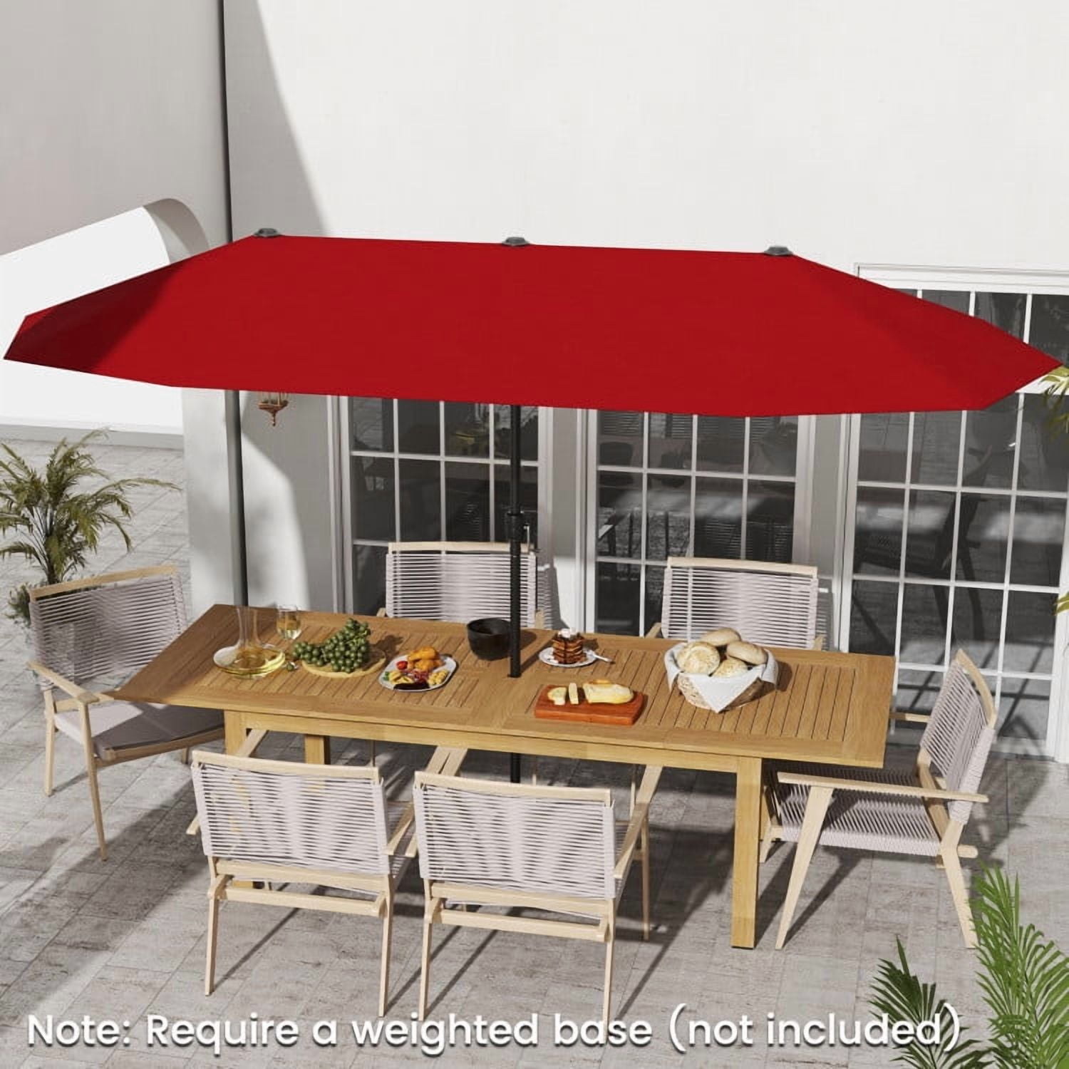 GVN Outdoor Patio Umbrella,Patio Umbrella,13 FT Large Patio Umbrella Outdoor Double-Sided Table Market Umbrella with Crank Handle-Red