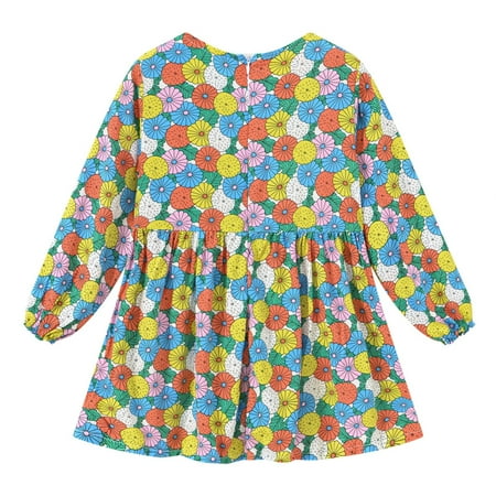 

QIPOPIQ Toddler Girls Casual Dresses Clearance Toddler Baby Girl Fashion Long-sleeved Floral Printed Girls Dress Suit