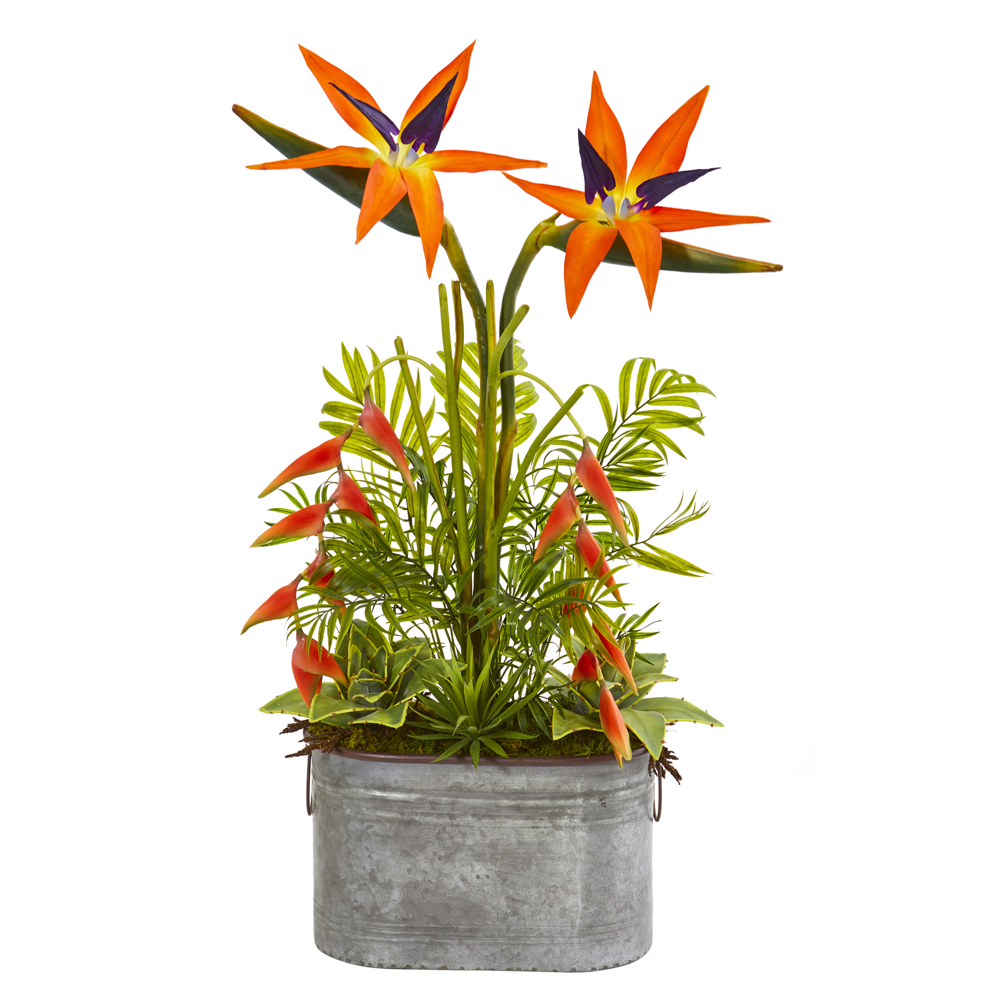 Nearly Natural 34” Tropical and Greens Artificial Plant in Metal