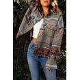 thumbnail image 2 of POGLIP Women's Vintage Aztec Print Lapel Pocket Button Up Jacket, 2 of 6