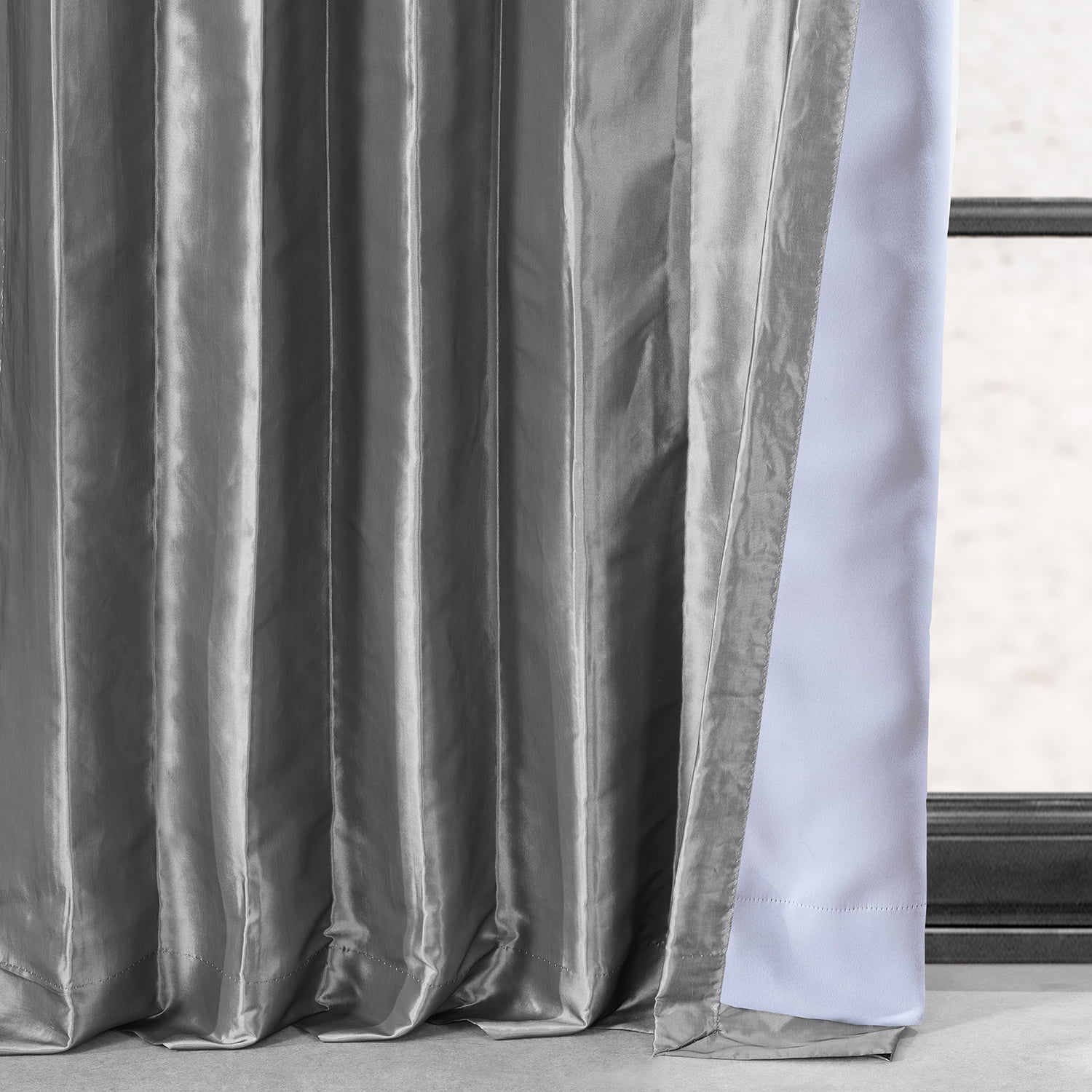 Platinum Blackout Faux Silk Taffeta Curtain (1 Panel), Platinum, 50W X 84L