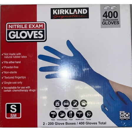 Small Kirkland Signature Latex Free Nitrile Exam Gloves, 400-count