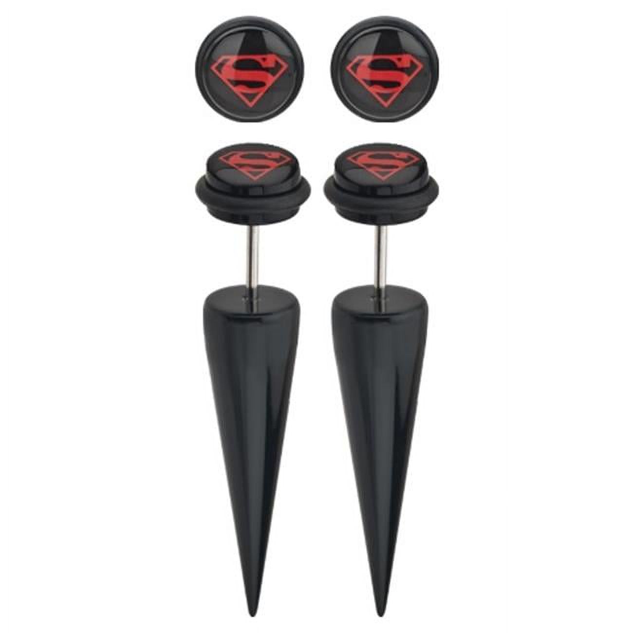 DC Comics SUPMFT02 Superman Logo Front Acrylic Faux-Tapers, 18g