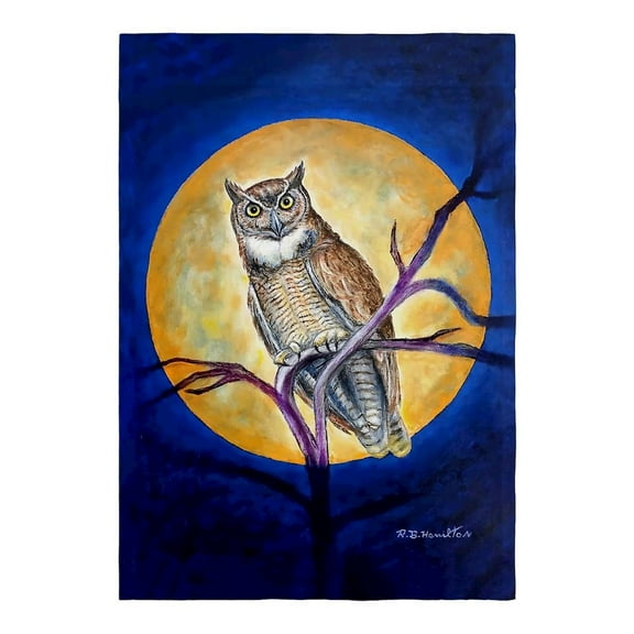 Betsy Drake Interiors Owl in Moon Flag 12.5x18