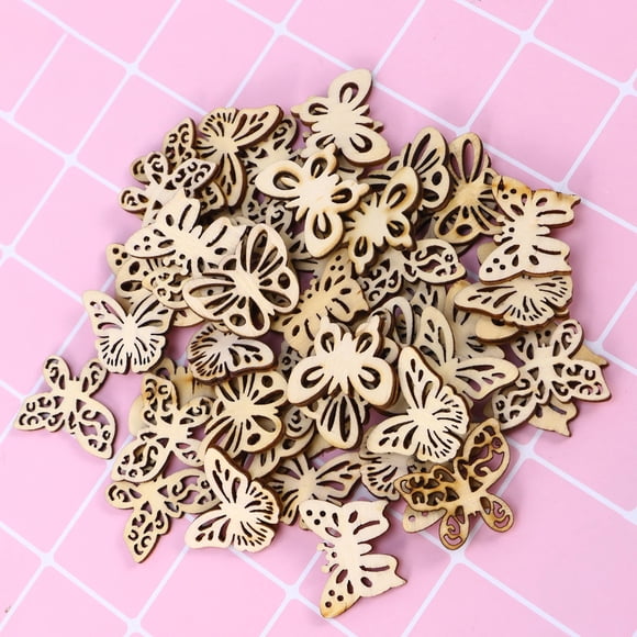 FESTFENDS 50pcs Hollow Wooden Butterflies Cutouts For Diy Crafts Ornaments For Art Projects Wedding Decorations And