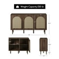 thumbnail image 6 of Wood Rattan Arch 3 Doors Storage Credenza Sideboard Buffet Cabinet with Adjustable Shelves Walnut, 6 of 12