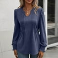 thumbnail image 2 of Mepaouo Women's Long Sleeve V Neck Casual Blouses Loose Pullover Sweatshirt Work Tops(Navy,M), 2 of 6