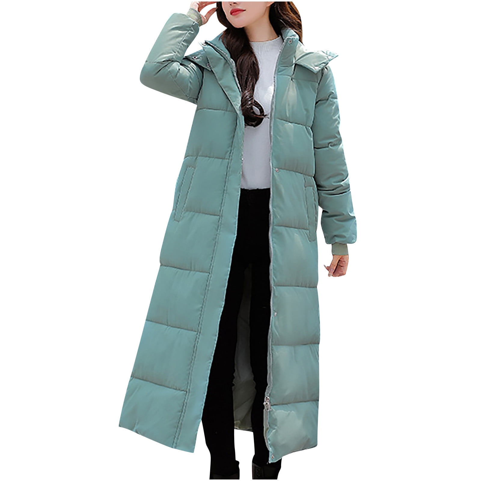 Flywake plus size winter coats for women Winter Personal Woman Lengthened  And Thickened Medium Length Down Cotton Jacket shacket jacket for Fall,  Winter 