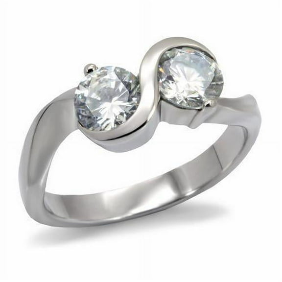 Womens Rings High polished (no plating) 316L Stainless Steel Ring with AAA Grade CZ in Champagne TK080