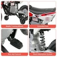 thumbnail image 6 of Farmdex 12V Ride on Motorcycle for Kids, Electric Dirt Bike with 2 Training Wheels, Electric Motorcycle with Twist Grip Throttle, Built-in Music, 30W*2 Motors, Red, 6 of 10