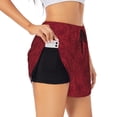 thumbnail image 1 of Balery Christmas Red Snowflakes Pantalones cortos deportivos para mujer con forro y dos bolsillos, elásticos, para entrenamiento, gimnasio, yoga-Small, 1 of 7