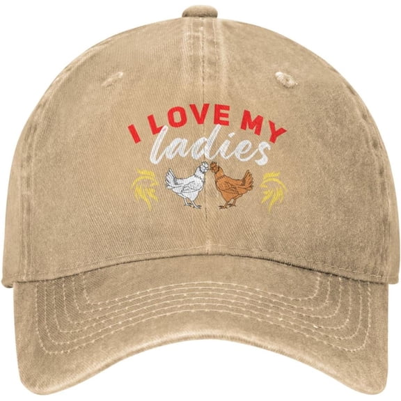 Fun Chicken I Love My Cute Ladies Hat for Men Women Funny Animal Baseball Cap Black Fitted Hat Gift for Farmer