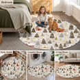 thumbnail image 5 of Round Rugs 8Ft, Brown Christmas Round Area Rug Washable Indoor Throw Carpet, Watercolor Tree Xmas Snowflake Large Non Slip Circle Rug for Kids Room RV Home Decor Aesthetic, 5 of 8