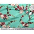 thumbnail image 2 of Soimoi Green Rayon Fabric Ranunculus & Penoy Floral Print Print Fabric by the Yard 42 Inch Wide, 2 of 3